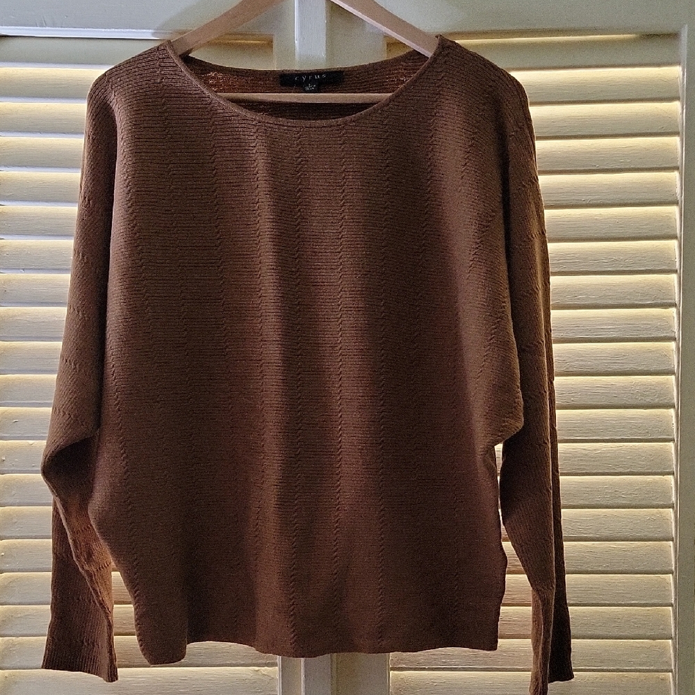 Cyrus Women's Tan Crew Neck Sweater